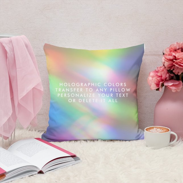 Coussin Hologramme moderne Pastel Arc-en-ciel Sirène Unico (Créateur téléchargé)