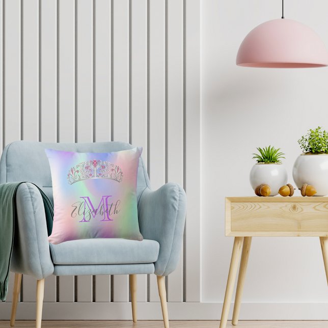 Coussin Hologramme rose ciare arc-en-ciel (Créateur téléchargé)