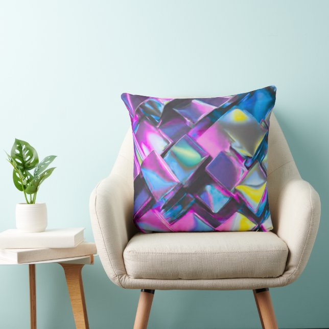 Coussin Holographic Neon Glow Aesthetic  (Chaise)