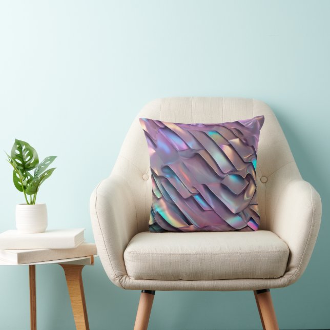 Coussin Holographie abstraite/iridescente futuriste (Chaise)