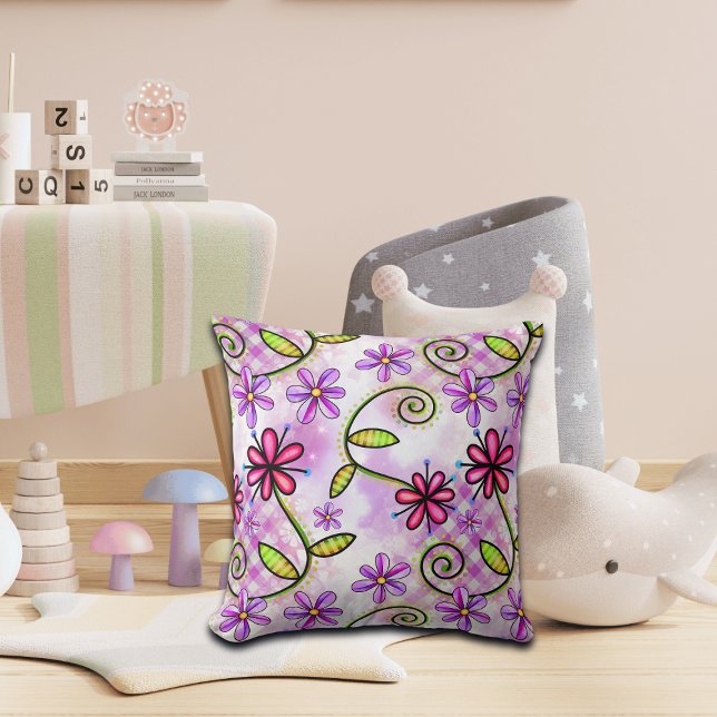 Coussin Holographique Arc-en-ciel - Collage floral (Créateur téléchargé)