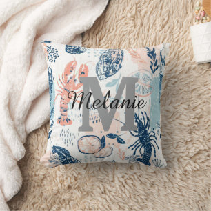 Coussin Homard de mer côtier bleu pêche nautique