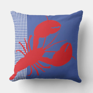 Coussin Homard En vichy Rouge Blanc Bleu Bleu Côte Maine A
