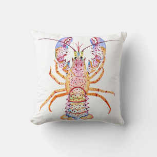 Coussin Homard rose et bleu