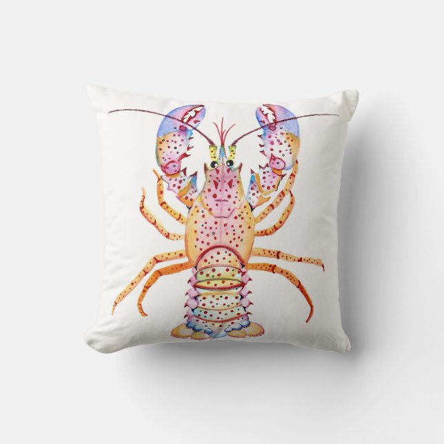 Coussin Homard rose et bleu (Recto)