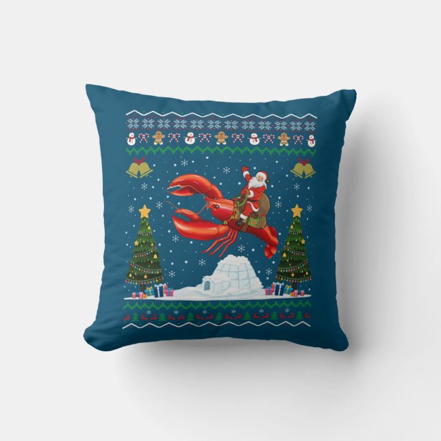 Coussin Homard Vilain Noël Cadeau Père Noël équitation Hom (Recto)