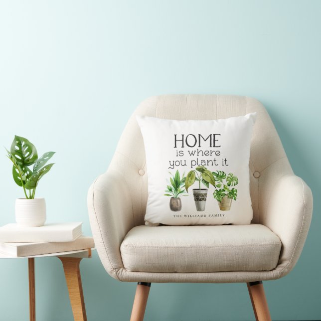 Coussin Home est là où vous le Plante | Plantes pointillés (Chaise)