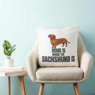 Coussin Home Is Where the Red Dachshund Is