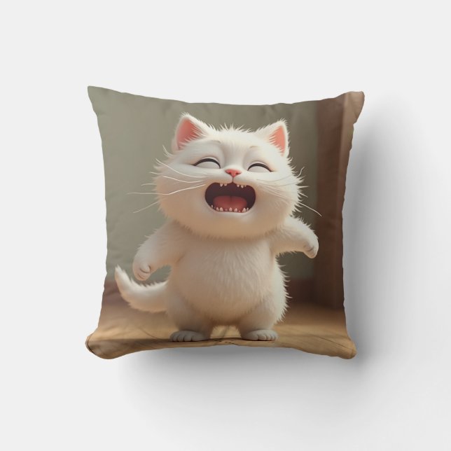 Coussin [Home&Living] Trouble Cute White Cat Cushion (Recto)