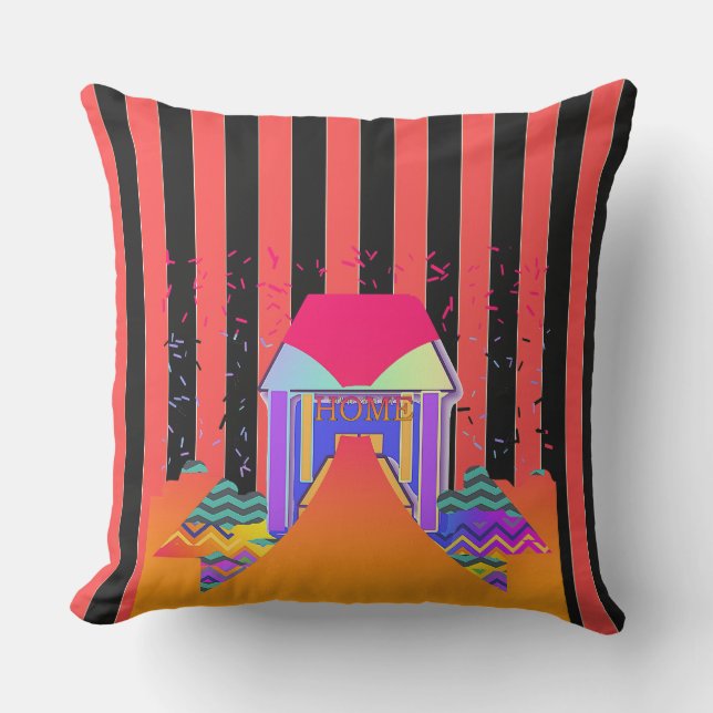 Coussin Home Red Black Stripes (Recto)