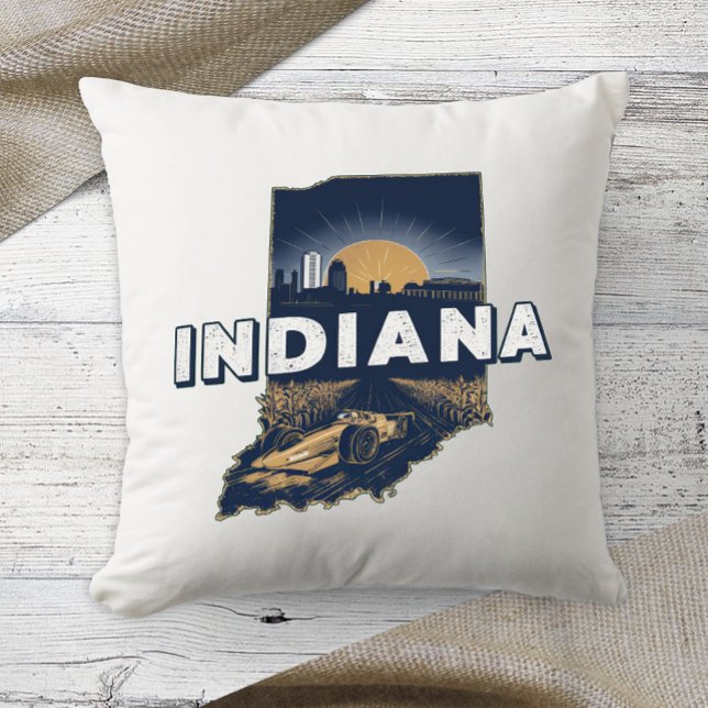 Coussin Home State Retro Color Indiana (Créateur téléchargé)