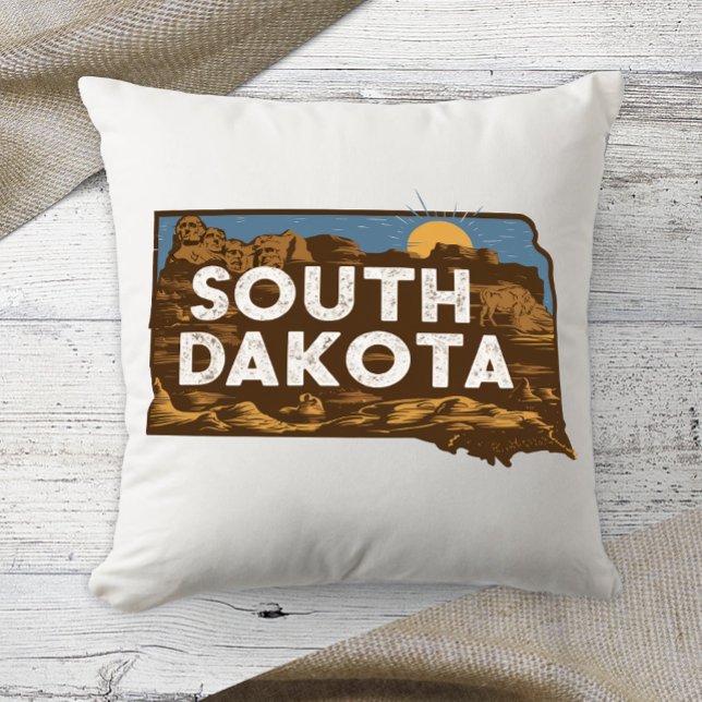 Coussin Home State Retro Color South Dakota (Créateur téléchargé)