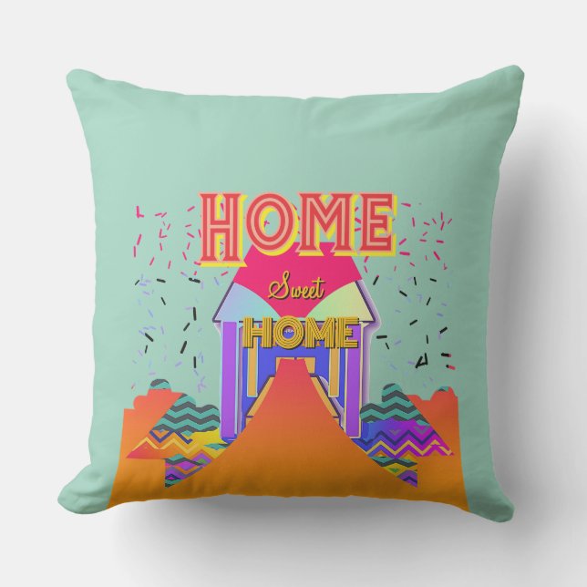Coussin Home Sweet Home Aqua (Recto)