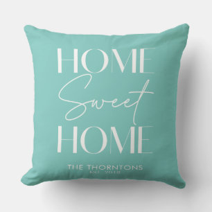 Coussin Home Sweet Home Aqua Green Solid