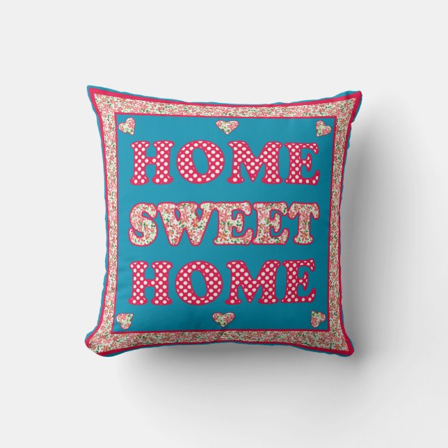 Coussin Home Sweet Home Coussin, rouge et bleu Mix'n'Match (Recto)