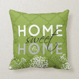 Coussin "Home Sweet Home" en noir et vert