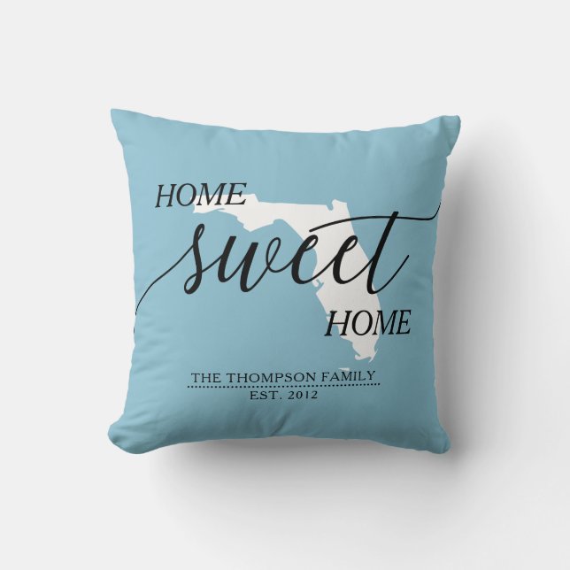 Coussin Home Sweet Home FL State Nom de famille Lancer l'o (Recto)