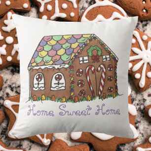 Coussin Home Sweet Home Gingerbread Maison Noël