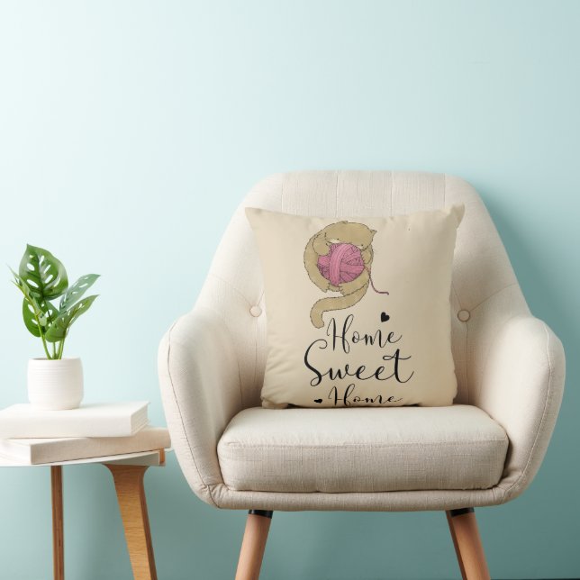 Coussin Home Sweet Home Kitten Yarn (Chaise)
