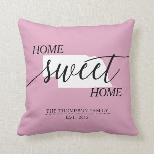 Coussin Home Sweet Home NE Nom de famille Lancer l'oreille