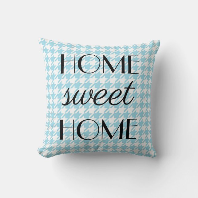 Coussin Home Sweet Home Pastel Light Blue Pepita Motif (Recto)