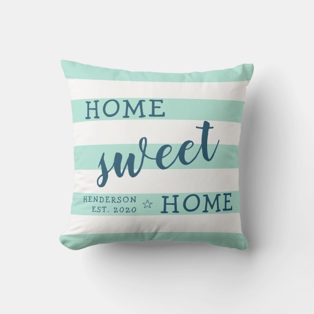 Coussin Home Sweet Home Personnalisé Grille verte (Recto)
