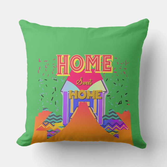 Coussin Home Sweet Home Vert brillant (Recto)