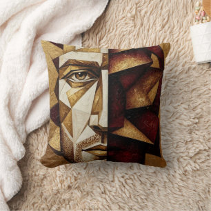 Coussin Homme cubiste or Bourguignon - Abstrait texturé