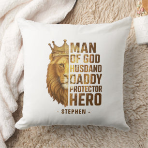 Coussin Homme de Dieu Lion Couronne Design - Mari, papa