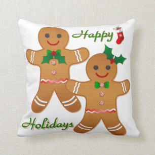 Coussin Homme Femme en pain d'épice de vacances joyeuses