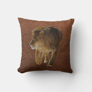 Coussin Homme Lion Africain Big Chat & Faux Cuir