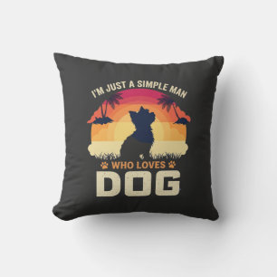 Coussin Homme Simple Qui Aime Silhouette De Chien Coucher