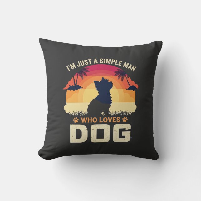 Coussin Homme Simple Qui Aime Silhouette De Chien Coucher  (Recto)