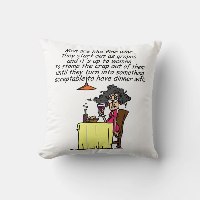 Coussin Hommes et FIne Humour de vin (Recto)