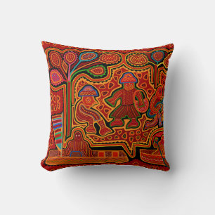 Coussin Hommes Kuna indiens Mola dans des bateaux