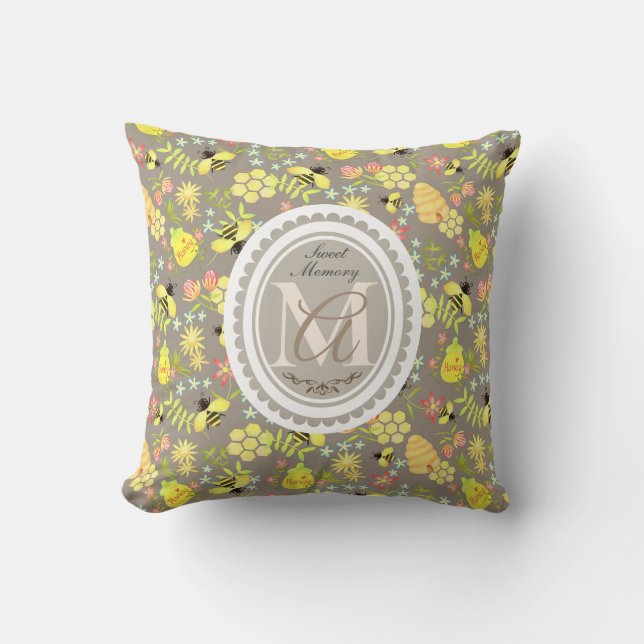 Coussin Honey Bee Grey (Recto)