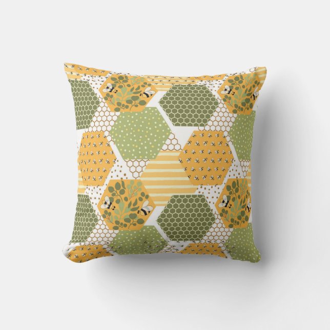 Coussin Honey Bee Hexagon Motif (Recto)