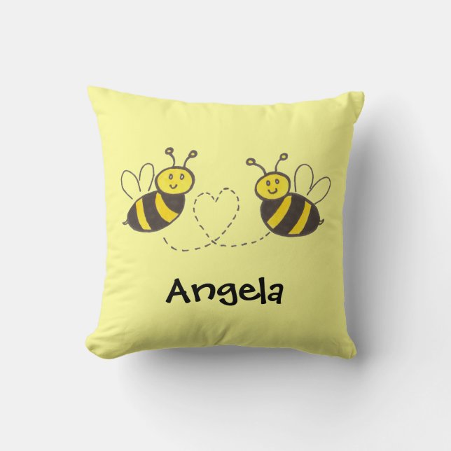 Coussin Honey Bees with Heart (Recto)