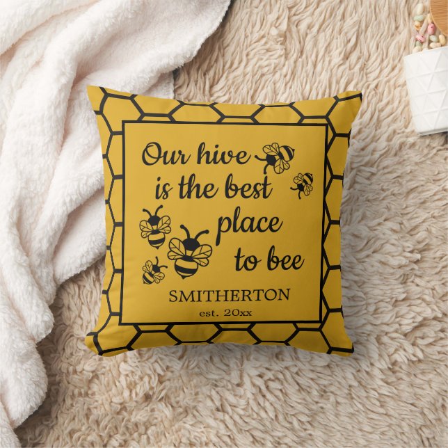 Coussin Honeybee Hive meilleur endroit pour la famille des (Couverture)