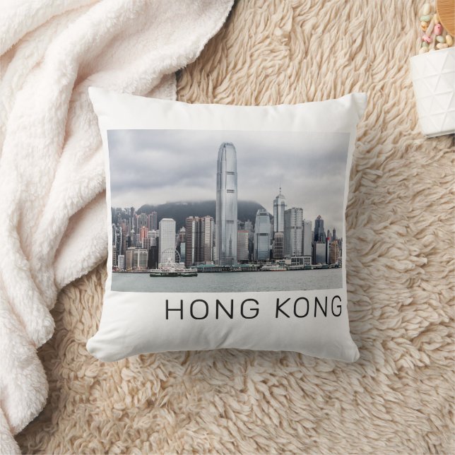 Coussin Hong Kong Island Skyline Retro Cityscape Vintage (Couverture)