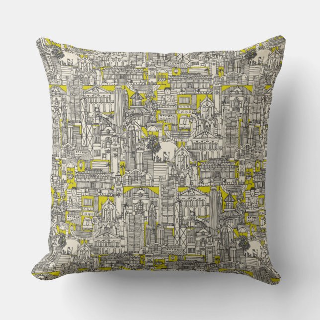 Coussin Hong Kong toile de jouy chartreuse (Recto)