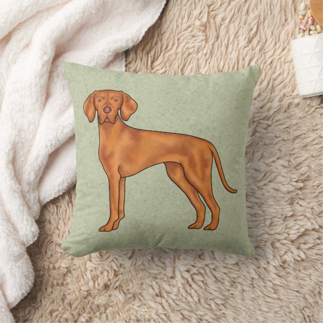 Coussin Hongrois Vizsla Pointeur Dessin Chien Dessin Vert (Couverture)
