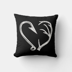 Coussin Hook Antler Coeur Love Pêche Chasse Poisson Deer H