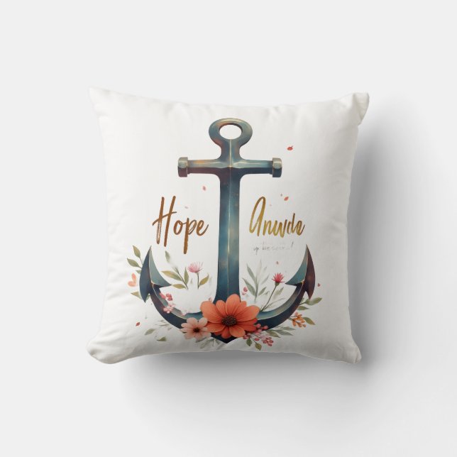 Coussin Hope Ancres the Soul - Luxurious Christian Artwor (Recto)
