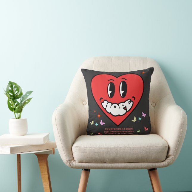 Coussin Hope Heart | Message positif | Amour personnel (Chaise)