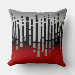 Coussin horizon Abstrait, rouge, gris clair, noir