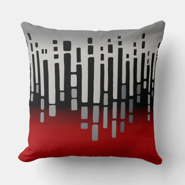 Coussin horizon Abstrait, rouge, gris clair, noir (Recto)