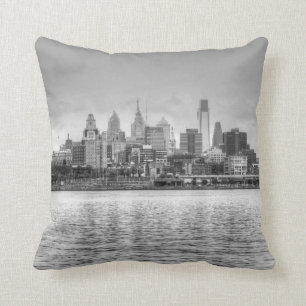 Coussin Horizon de Philadelphie en noir et blanc