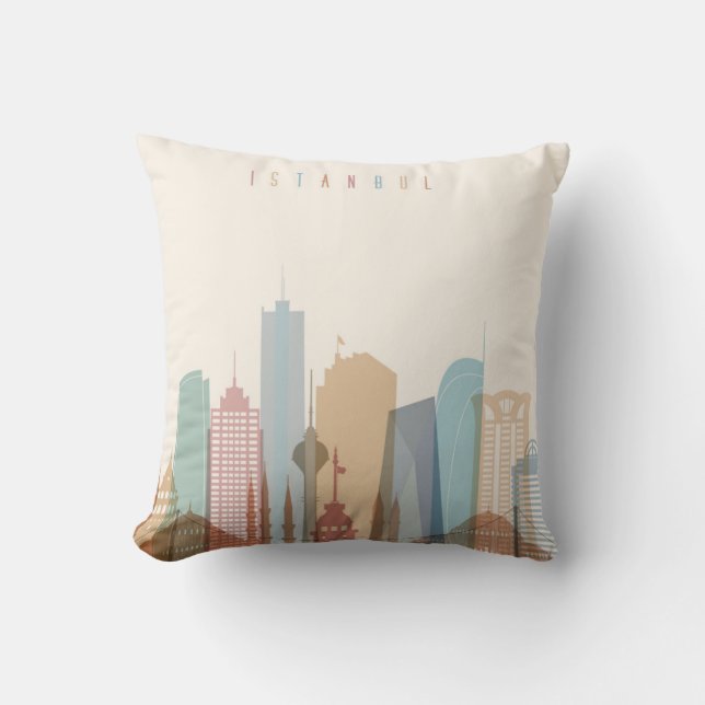 Coussin Horizon de ville d'Istanbul, Turquie | (Recto)