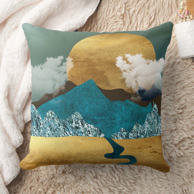 Coussin Horizon doré avec Montagnes Bleues (Couverture)